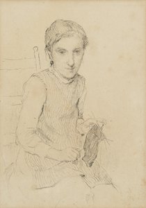 Knitting Girl by Albert Anker